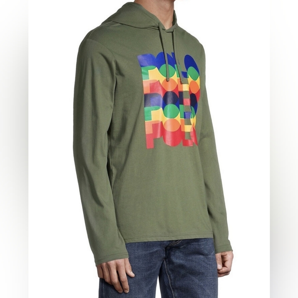 Polo by Ralph Lauren Olive Multicolor Logo Hoodie | Size S